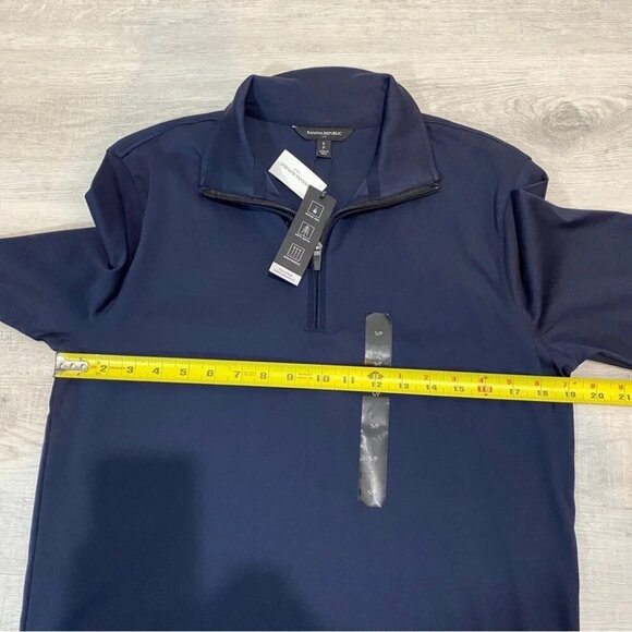 Banana Republic NWT Preppy 1/4 Zip Navy Performance Long Sleeve Shirt Size S - Picture 9 of 13
